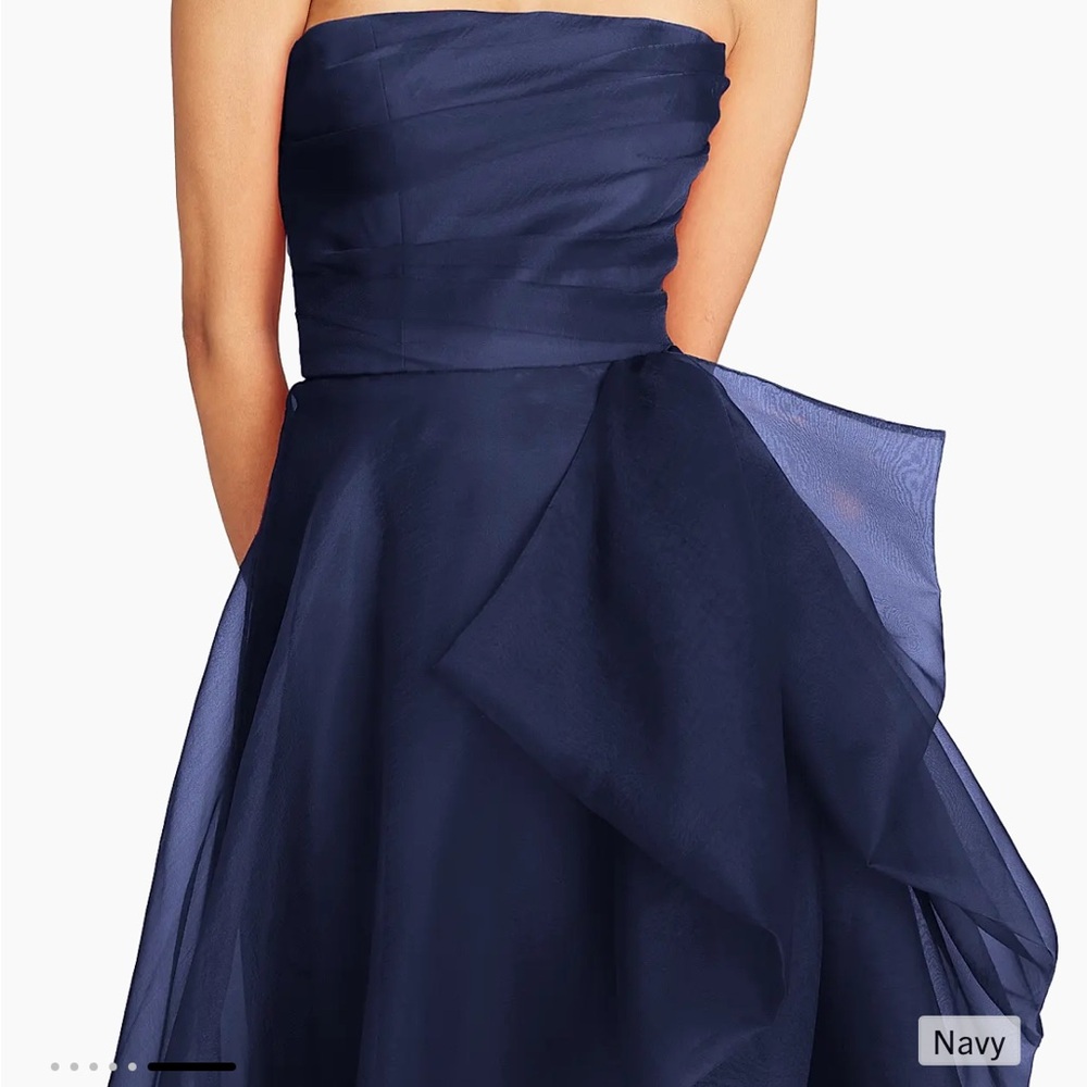 Theia Strapless Navy Dress